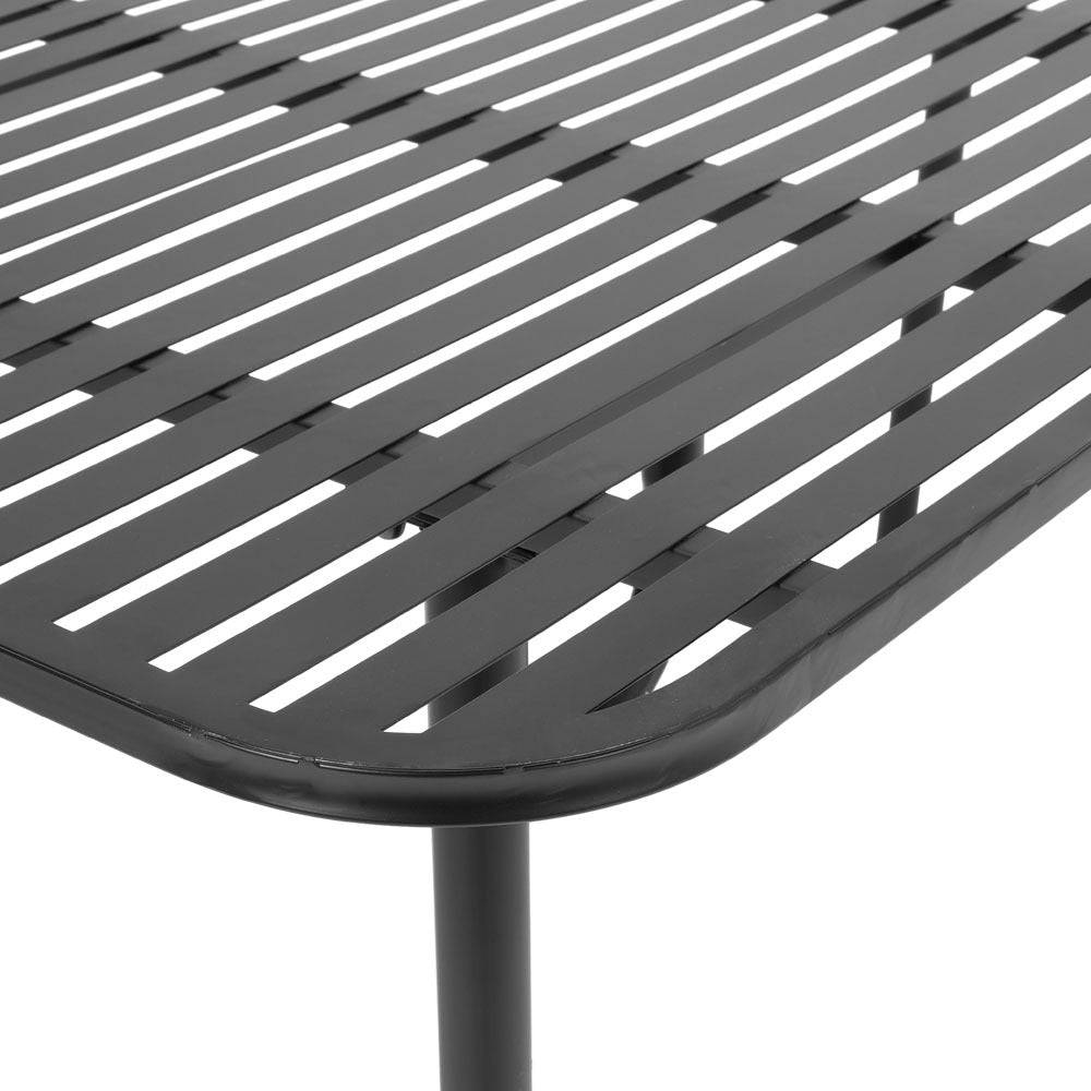Black Rectangular 160x80cm Outdoor Garden Metal Table