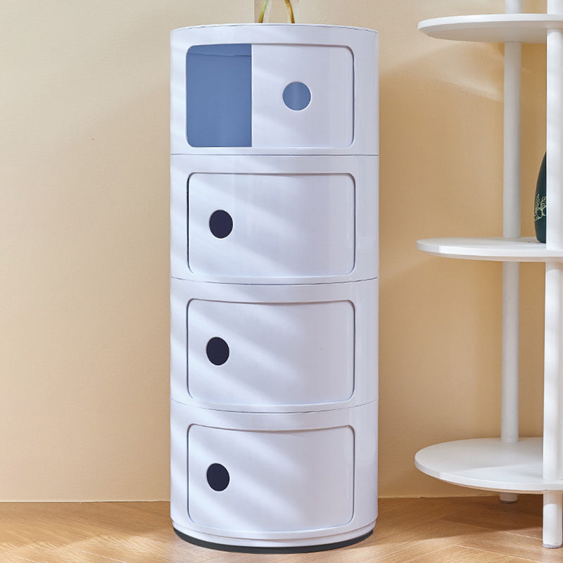 32cm Cylindrical 4 tiered Drawer Storage Drawer Unit White