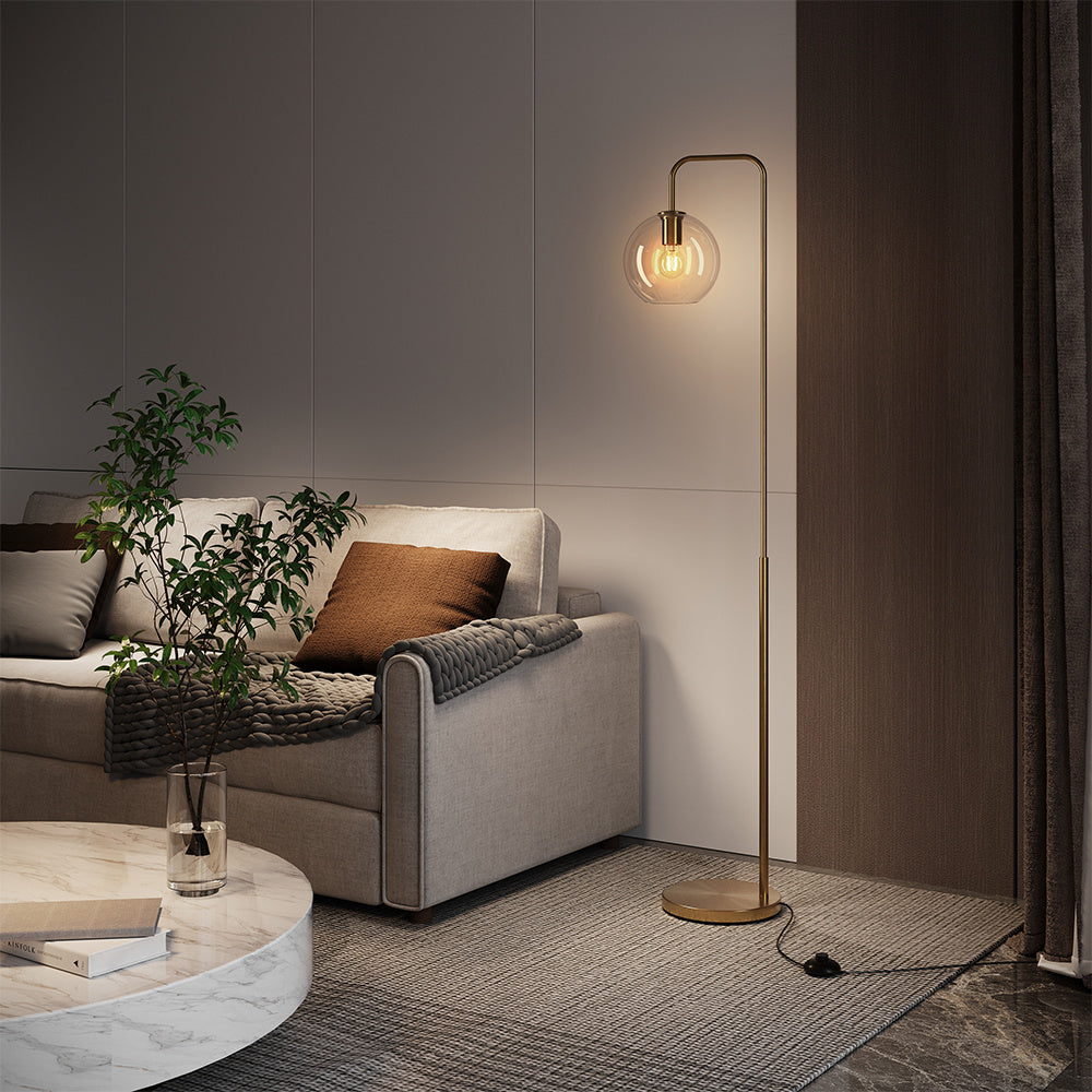 Gold Modern Arc Arm Floor Lamp