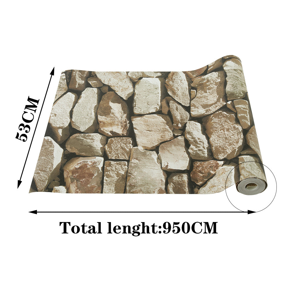 Rustic Stone Brick Textured Wallpaper