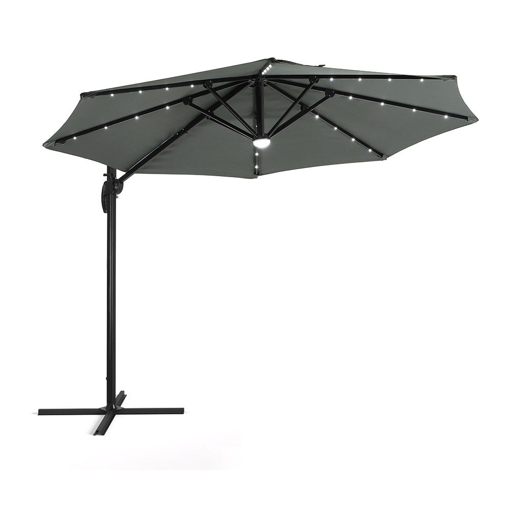 3M Dark Grey Roma Tilting Aluminium Round Cantilever Parasol with Solar Powered LED Lights