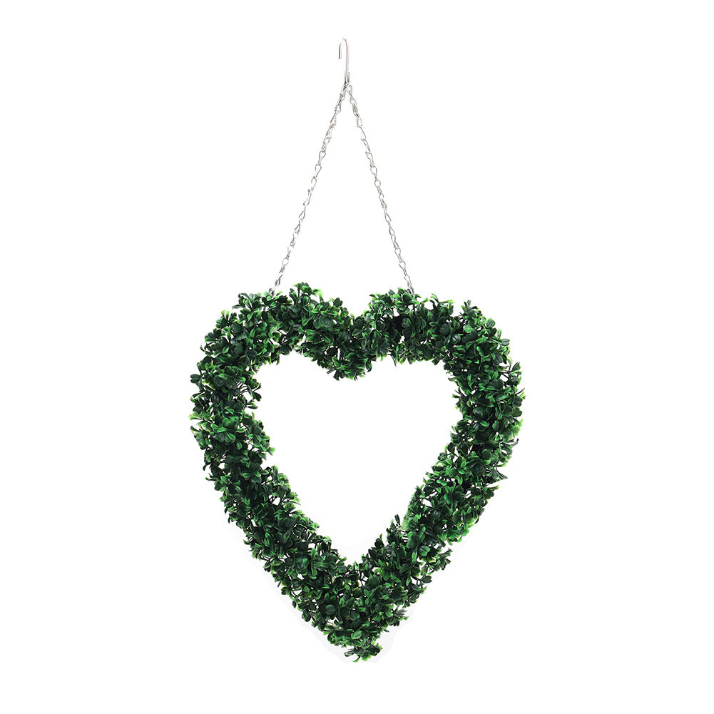 Green Artificial Topiary Boxwood Heart Design Wreath Garden Ornament