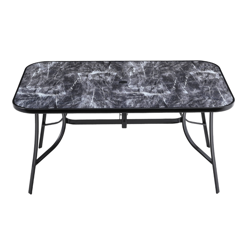 Black Rectangular 150cm Garden Tempered Glass Marble Coffee Table