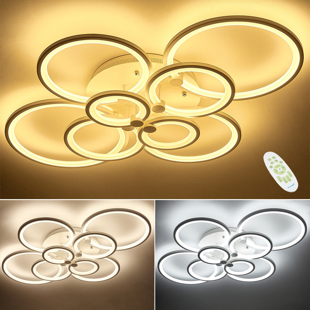 Round LED Dimmable Ceiling Light With Remote 8 Head