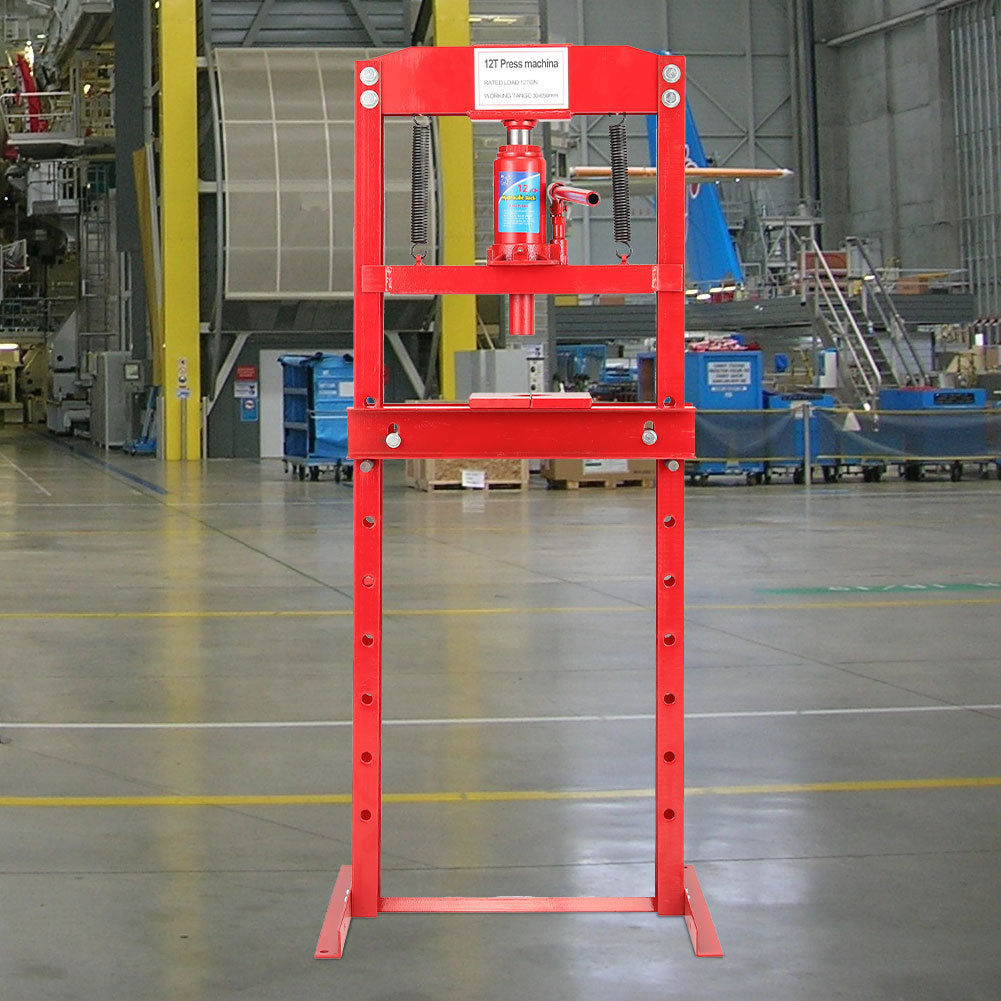 H Frame 12 Ton Hydraulic press, Red