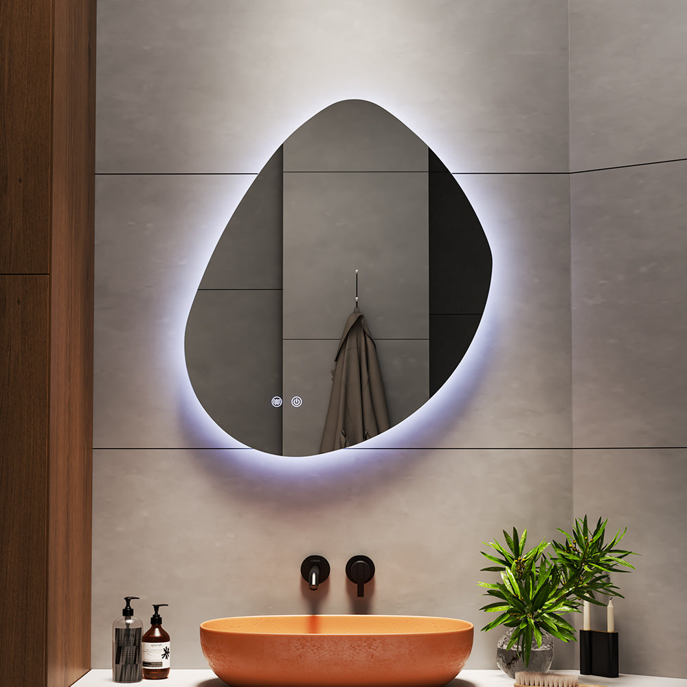 Modern Frameless Irregular LED Wall Mirror,70x60