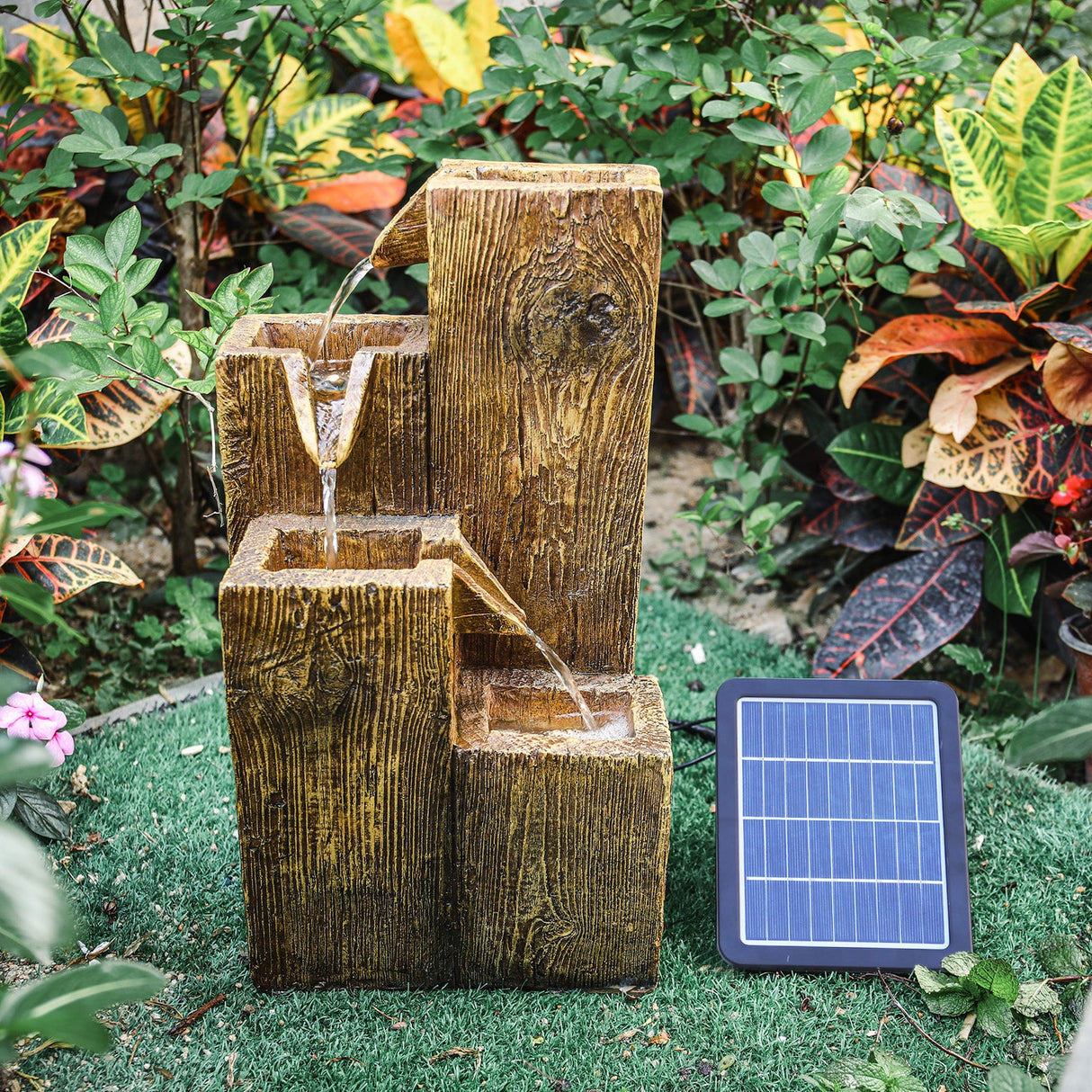 Solar Powered Freestanding Garden Falls Fountain
