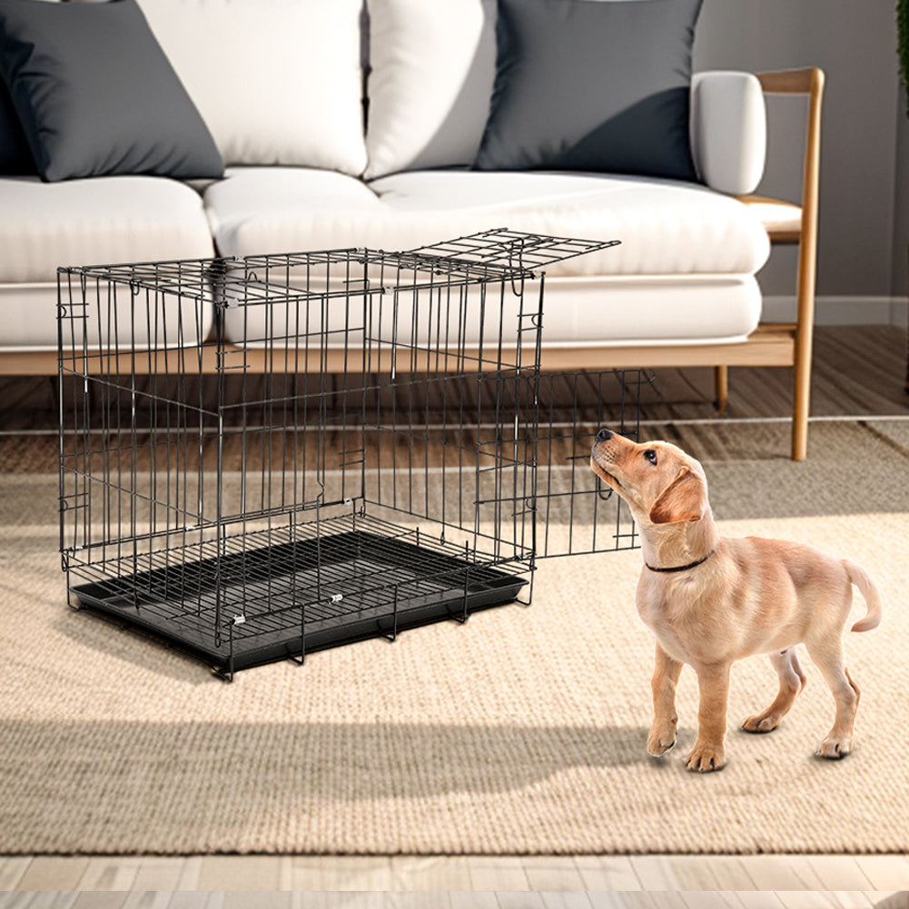 Medium Wire Dog Crate with 2 Doors and Tray 50cm