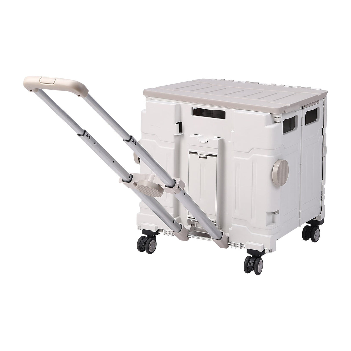 White 50L Cable Stayed Collapsible Rolling Utility Crate Shopping Cart