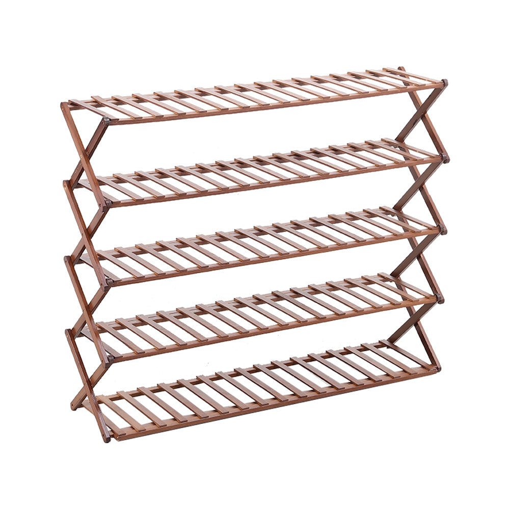 Brown 5 Tier Bamboo Flower Stand Rack Indoor for Patio Garden Balcony