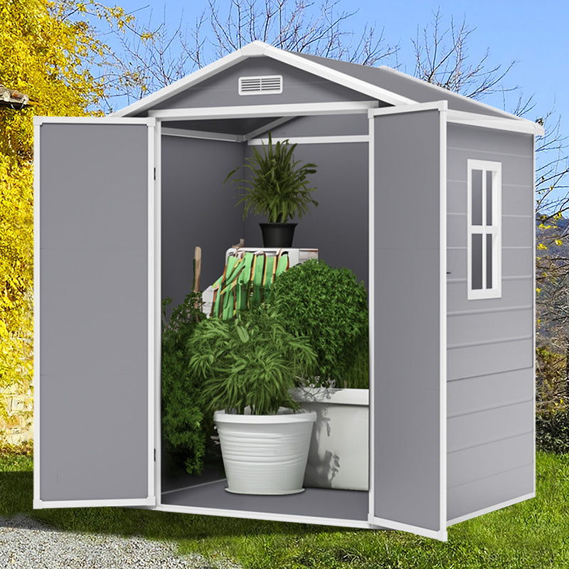 Grey Plastic Outdoor Garden Storage Shed with Deadbolt