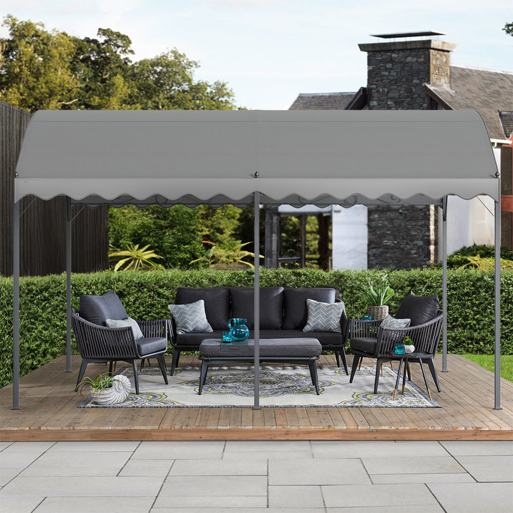 Outdoor Metal Arched Pergola with Shade Grey,4x3x2.6m