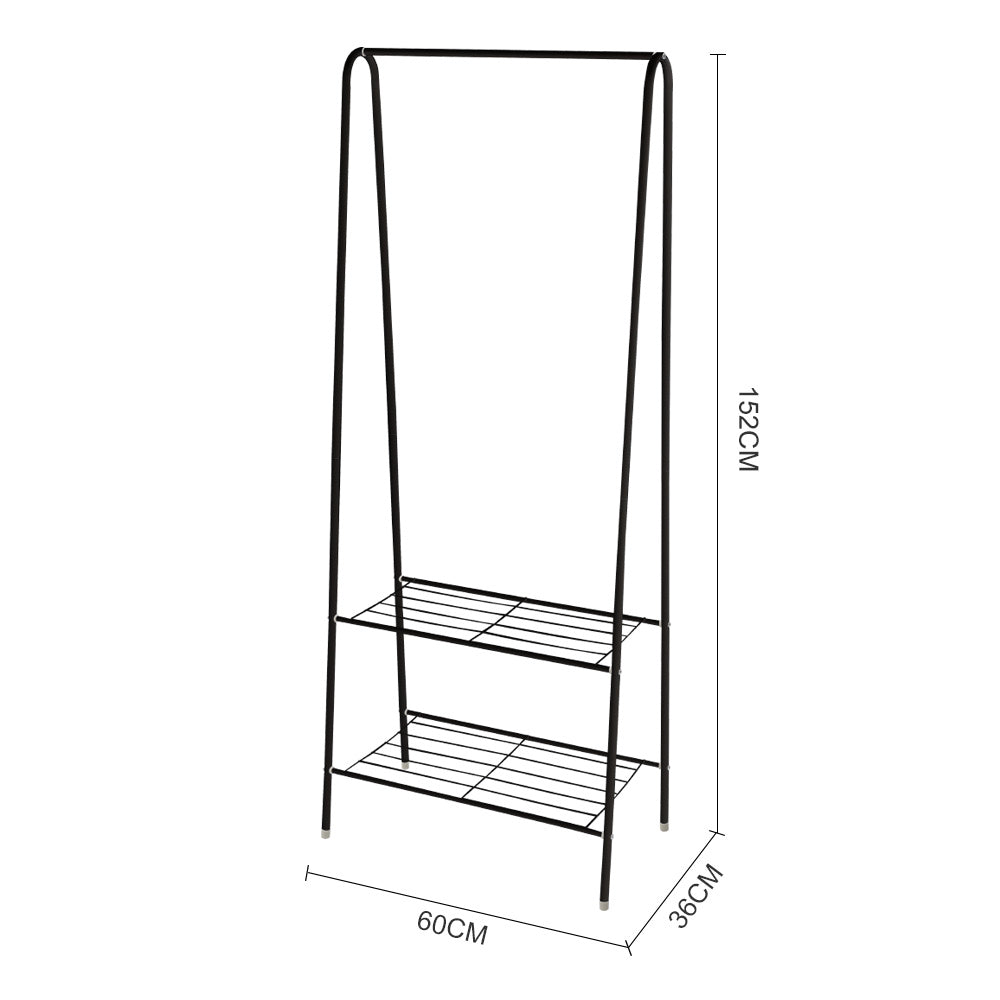 Freestanding Metal Clothing Rack with 2 Tier Wire Shelf
