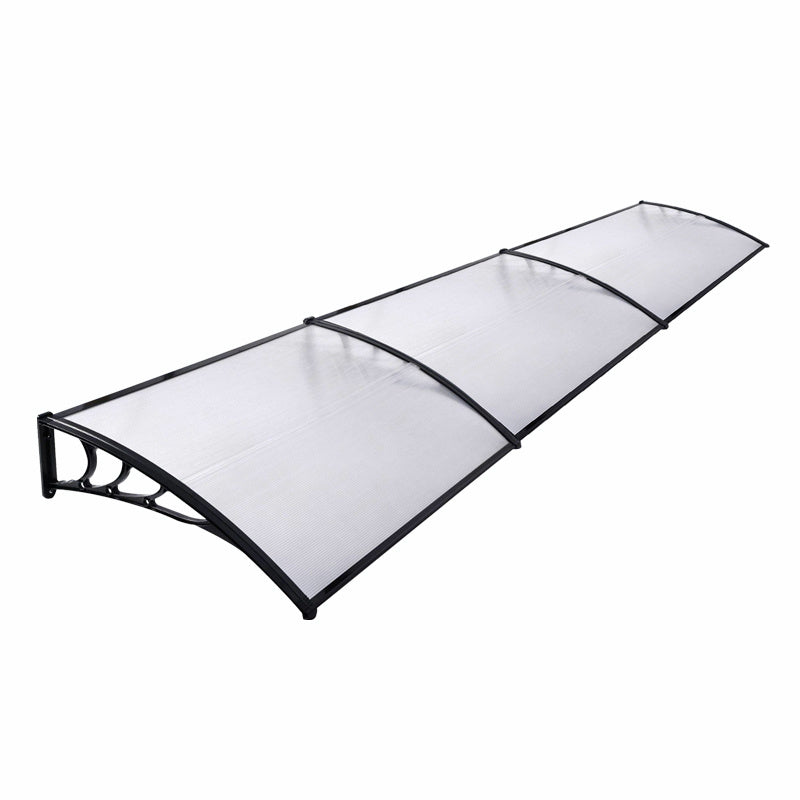 Door Canopy Awning Window Rain Snow Shelter Curved Sheet, Black 270CM