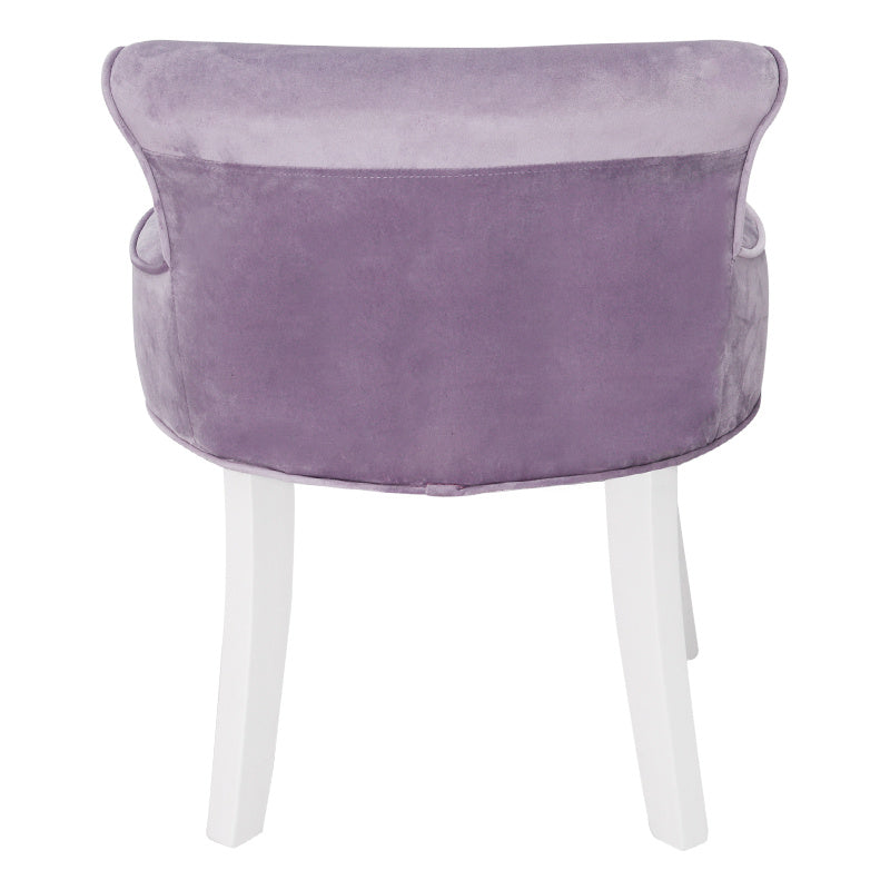 Velvet Buttoned Vanity Padded Stool, Purple