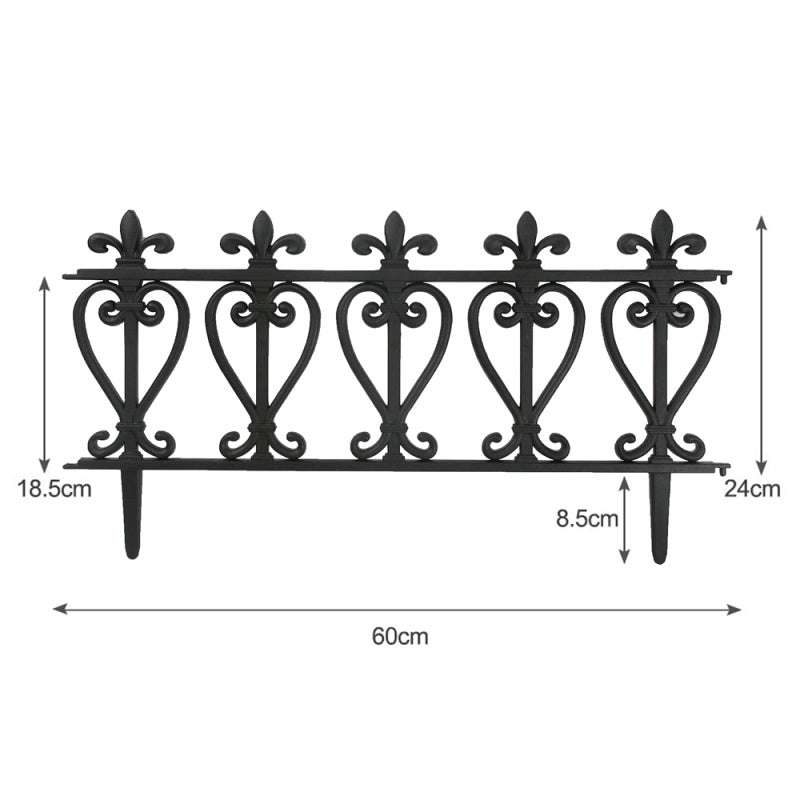 Set of 3 Decorative Garden Border Fence Outdoor Lawn Edging
