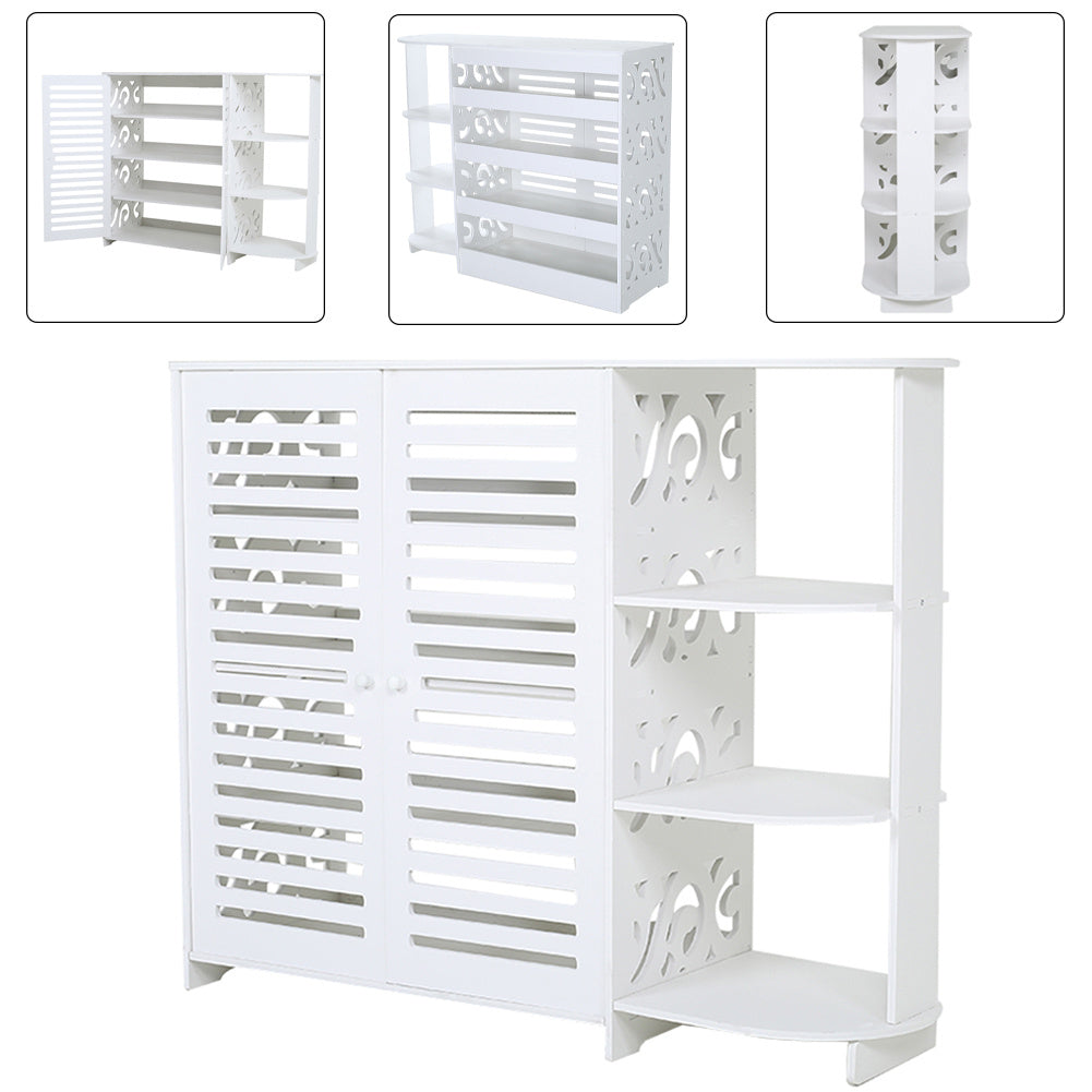 4 Tier Shoes Cabinet with Side Storage Shelf