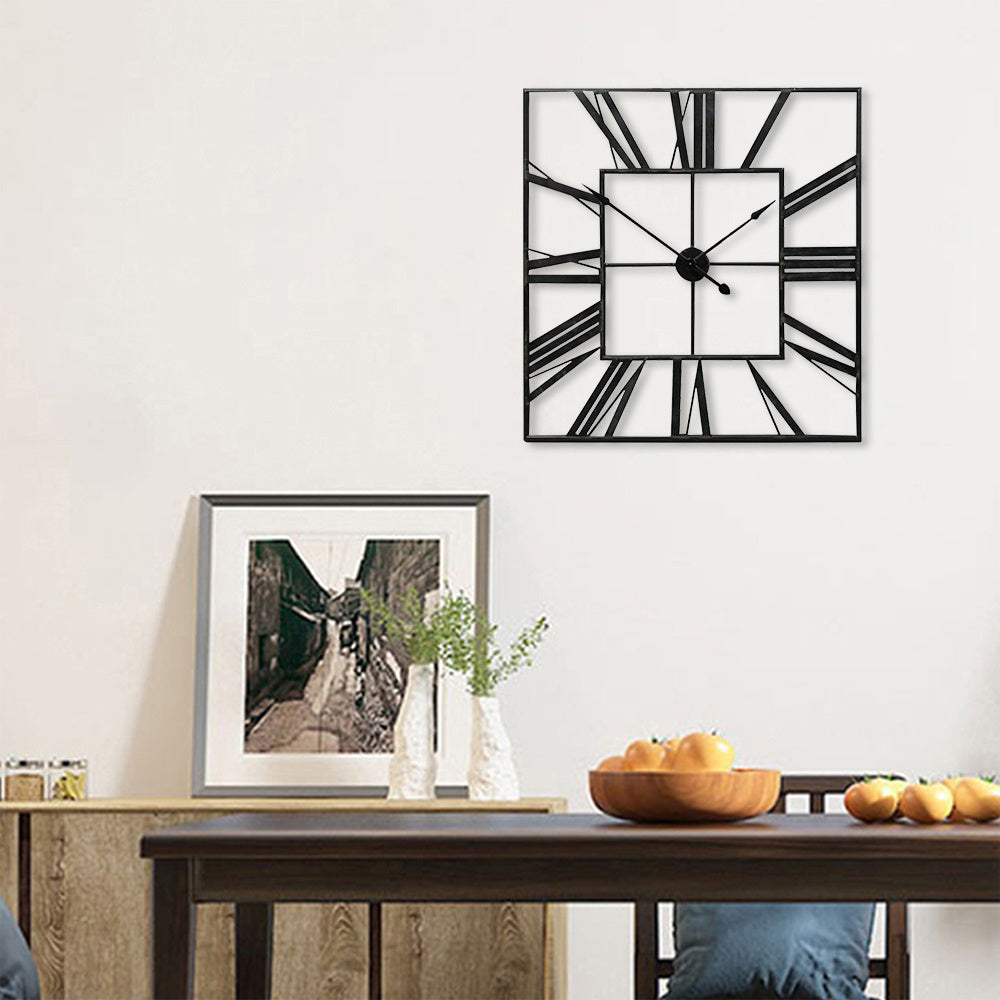 60CM Square Metal Roman Numerals Wall Clock