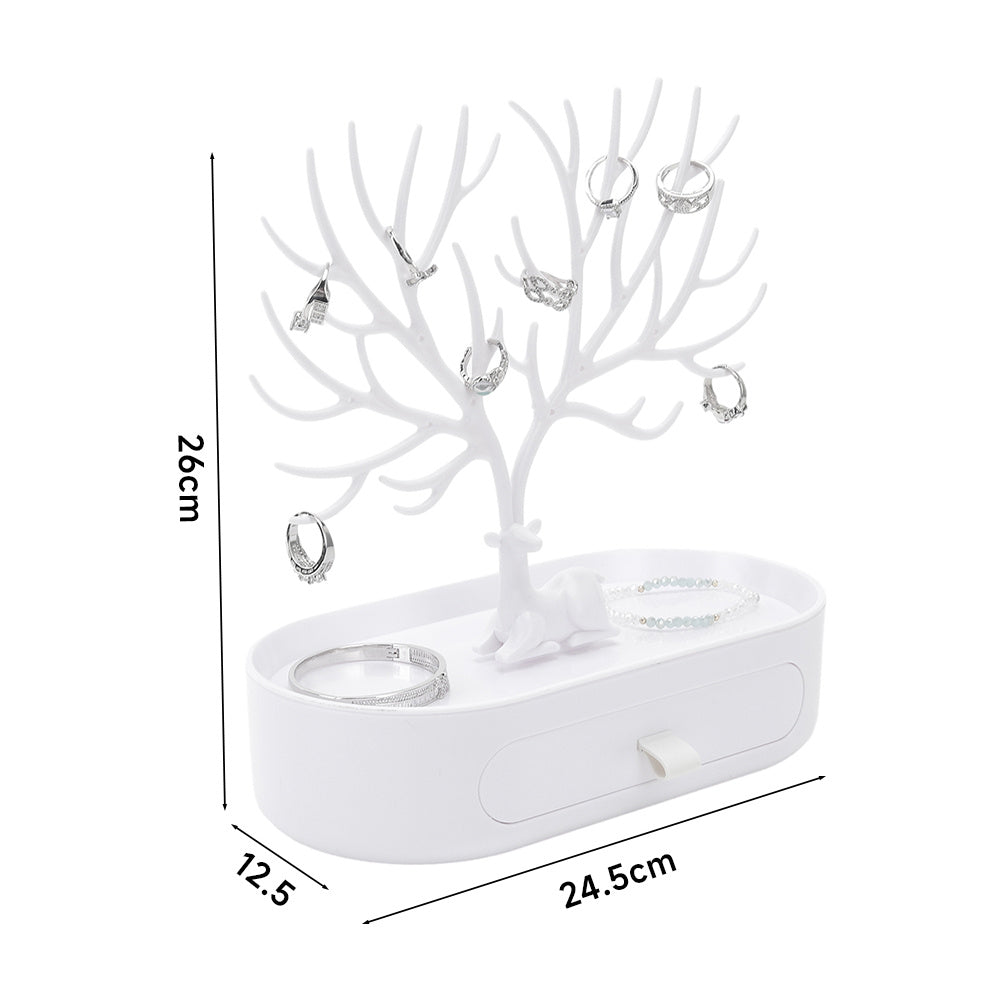 White Plastic Antlers Tree Jewelry Organizer Stand
