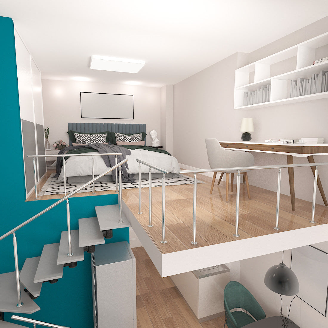 60CM Handrail Stainless Steel Balustrade, With 3 Crossbars