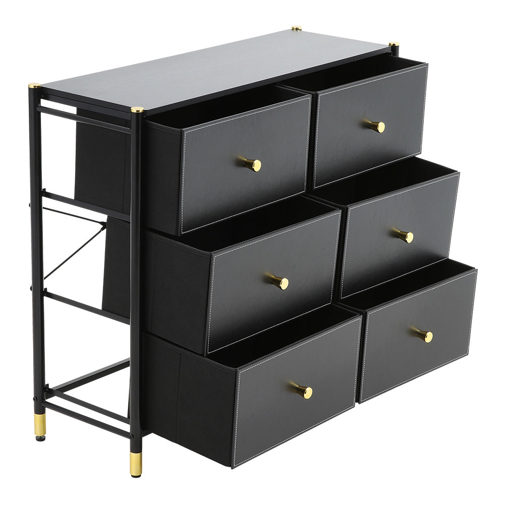 Black 6 Drawer Plastic Storage Cabinet
