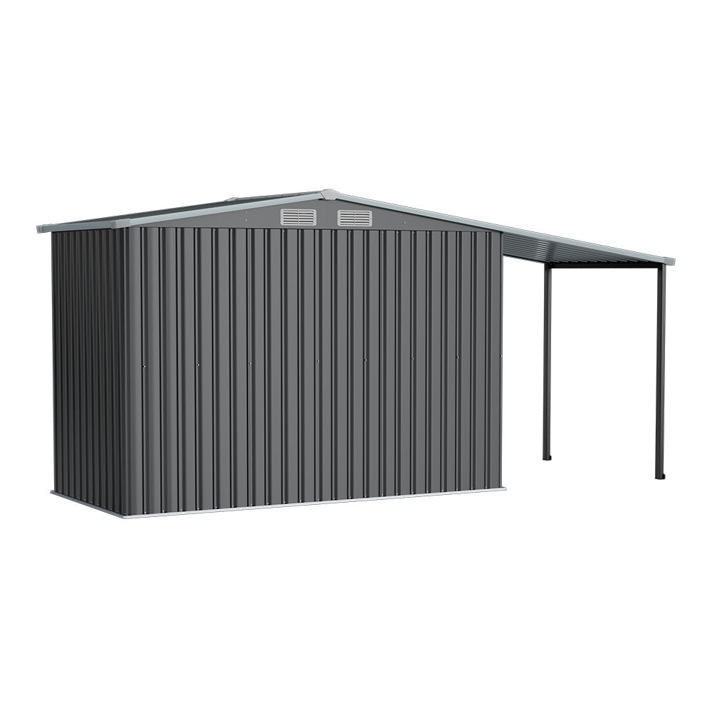 Grey 248cm Outdoor Metal Storage Shed with Pitched Roof
