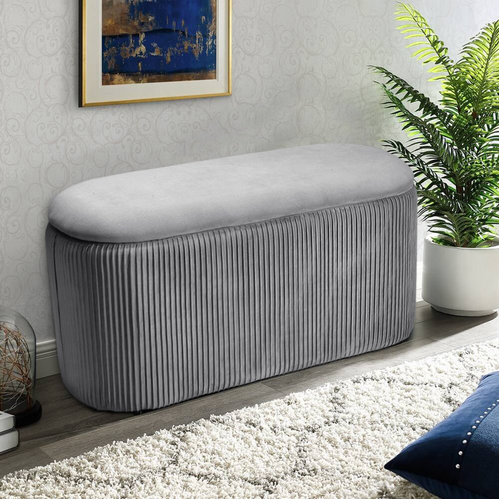 Velvet Storage Ottoman Bench with Lift Up Lid Hidden Storage