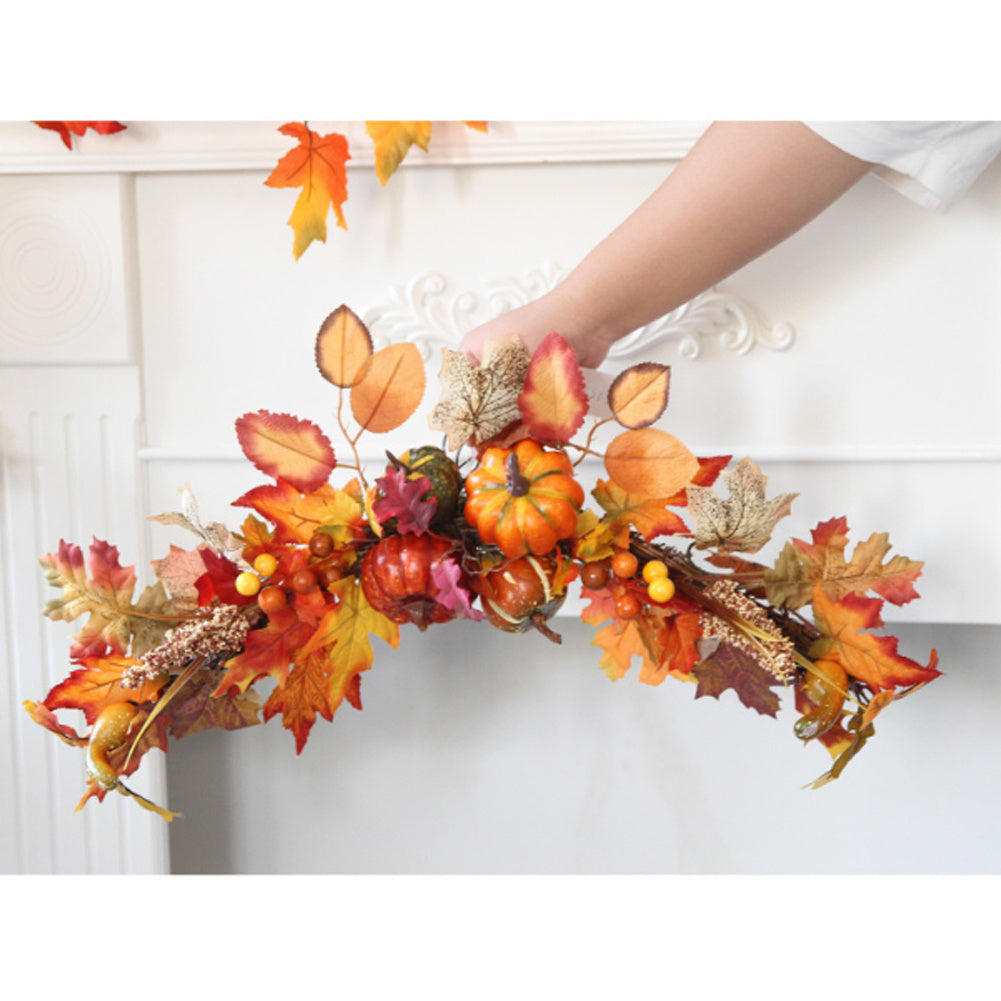 60CM Halloween Fall Maple Pumpkin Wreath