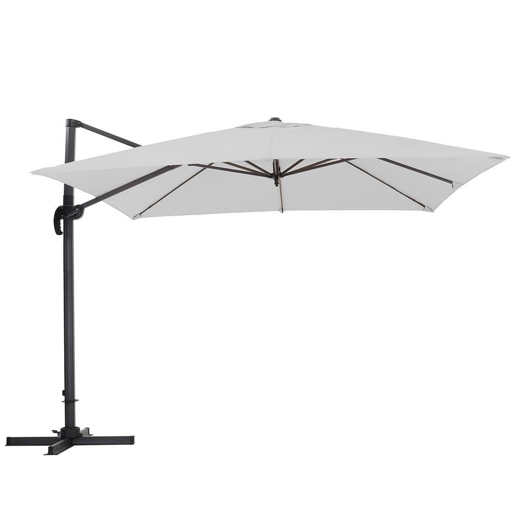 3M Large Garden Roma Tilting Aluminium Cantilever Parasol With Petal Base, Light Grey