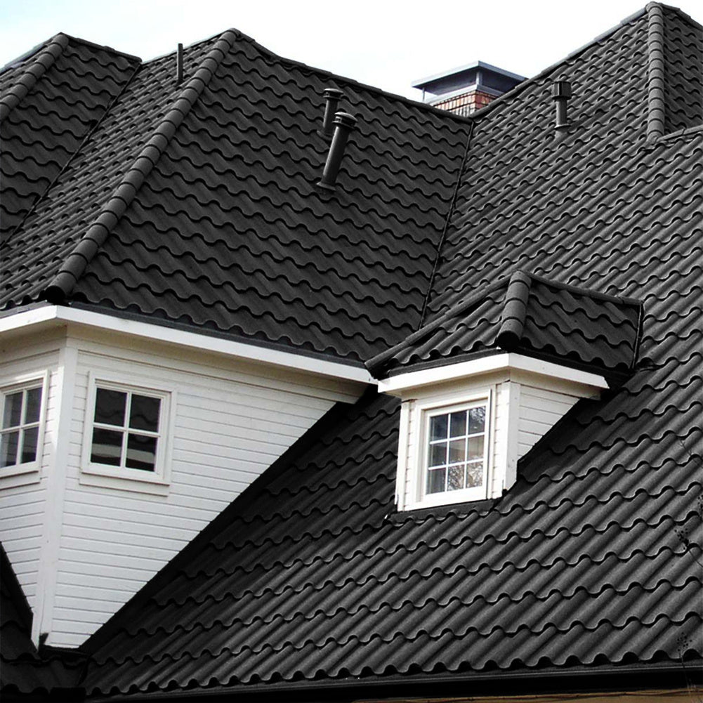 Black Golan Tiles Stone Coated Metal Roofing 5pcs