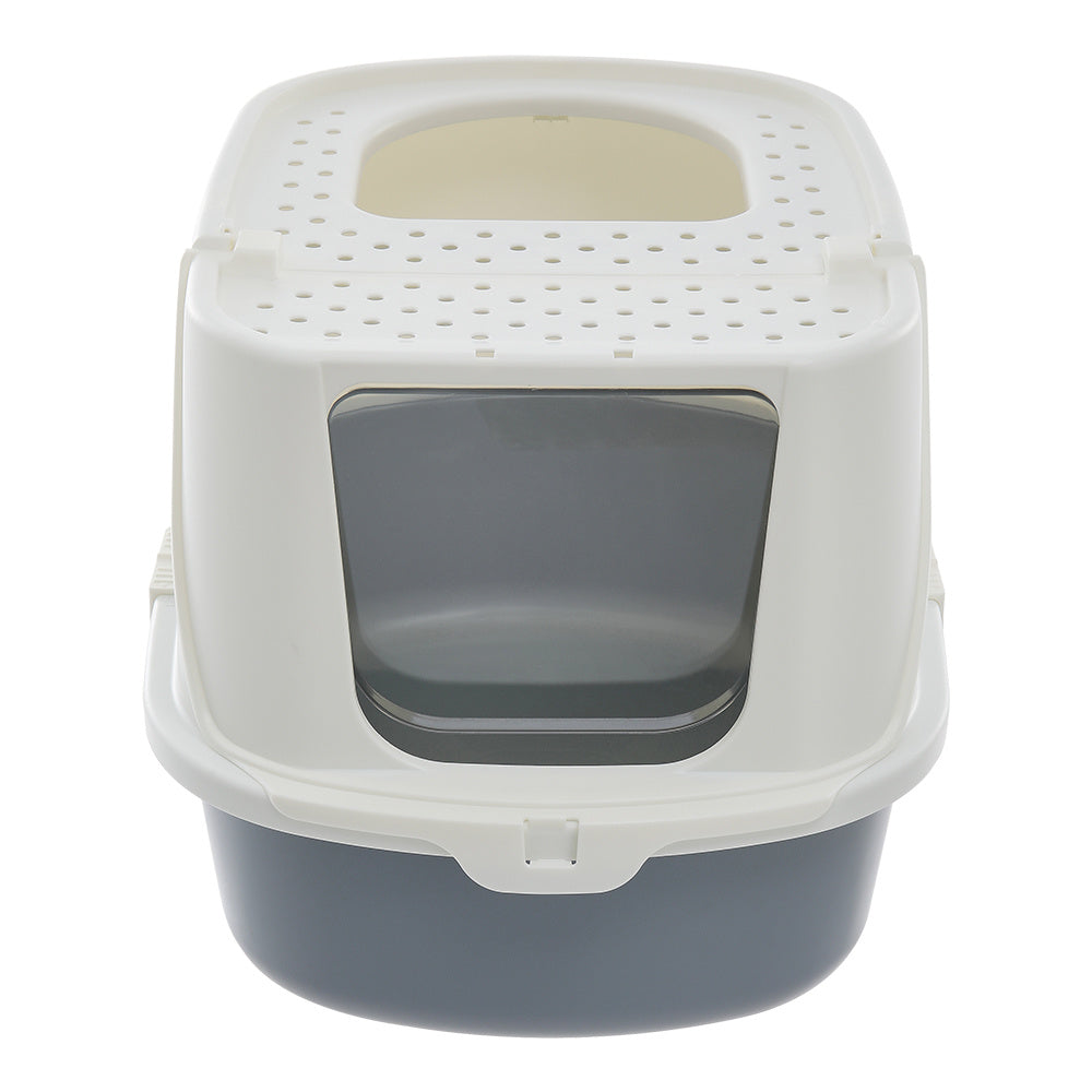 Grey Large Hooded Cat Litter Box with Scoop