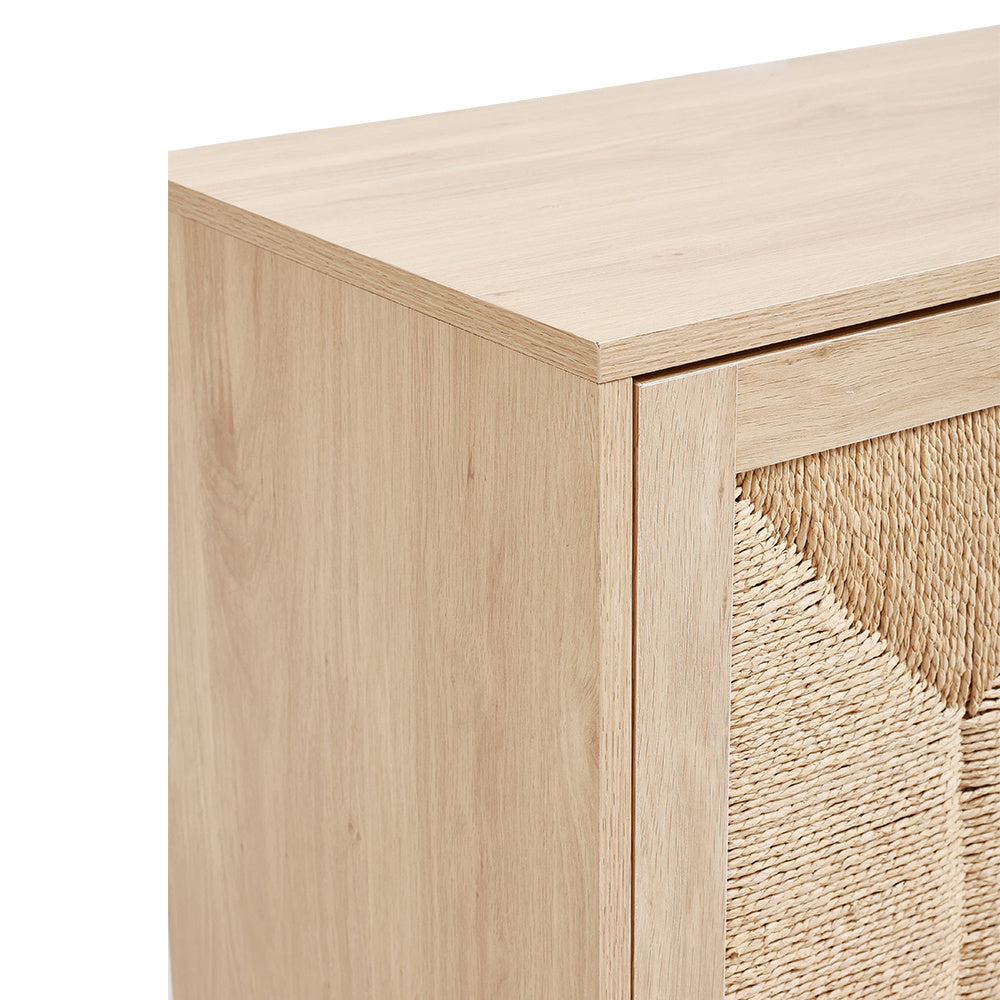 Rustic Wooden Sideboard with Woven Doors