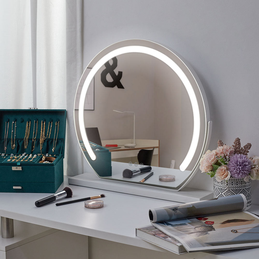 Black Round Dimmable Makeup Vanity Mirror with Lights