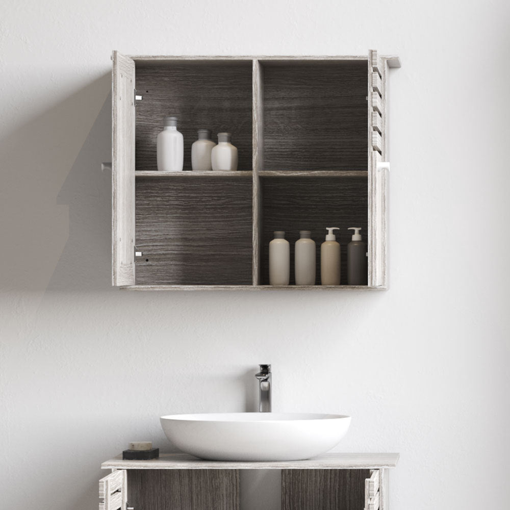 600x492mm Wooden Bathroom Mirror Wall Cabinet