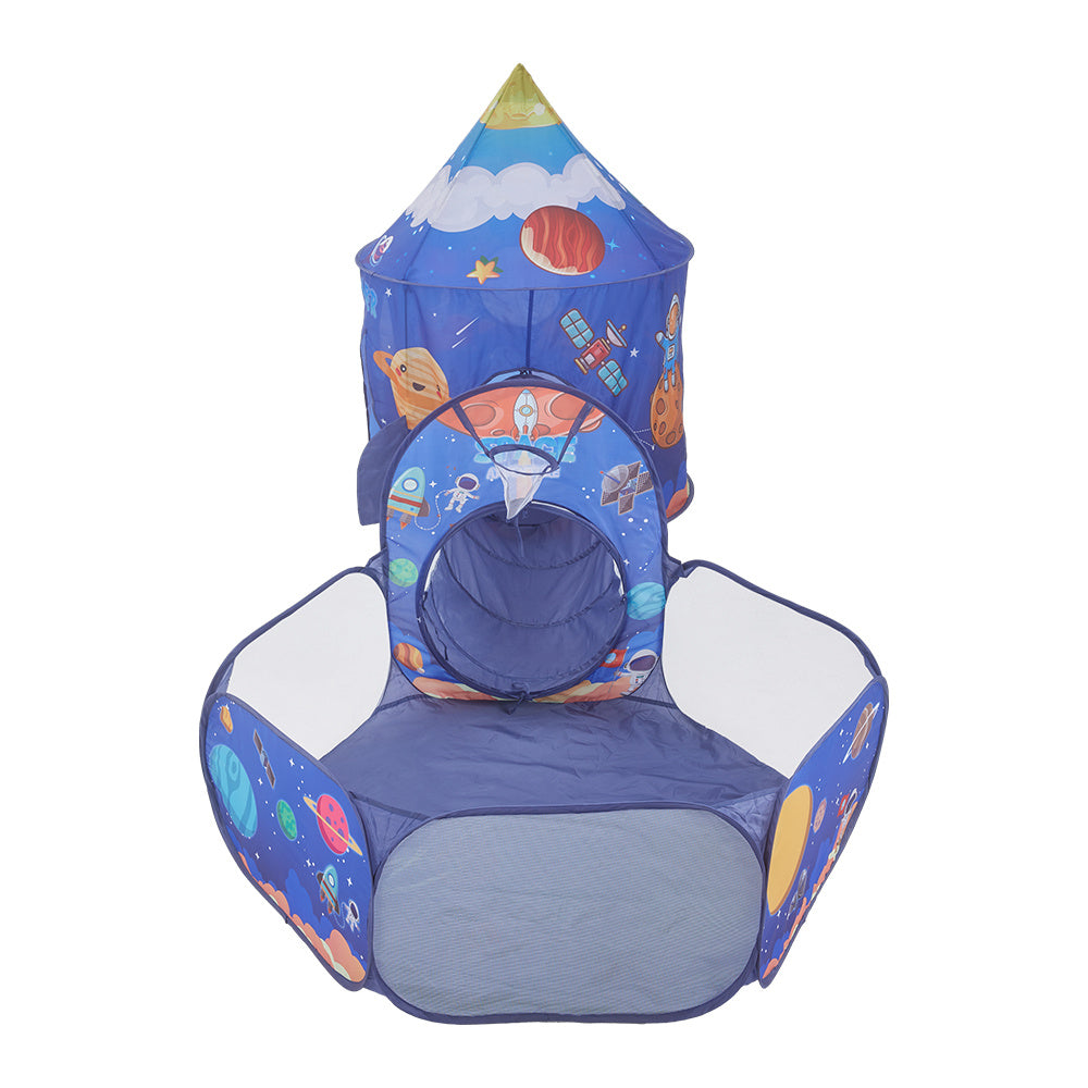 3 in 1 Aerospace Theme Play Tent with Play Tunnel Ball Pit