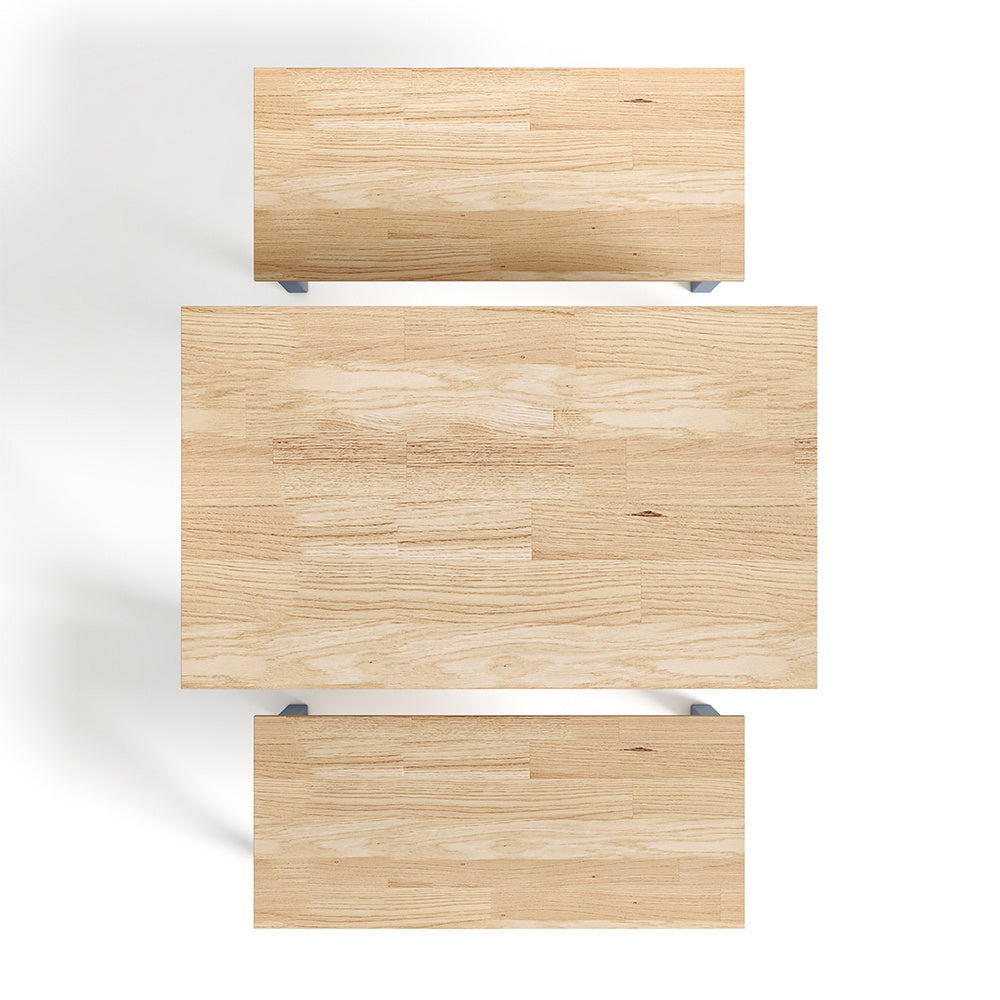 Grey Set of 3 Modern Wood Dining Table and Benches