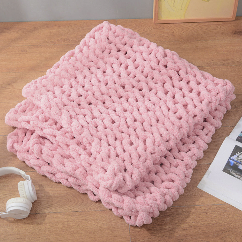 100x150CM Hand Woven Chenille Blanket for Couch and Bed,Pink