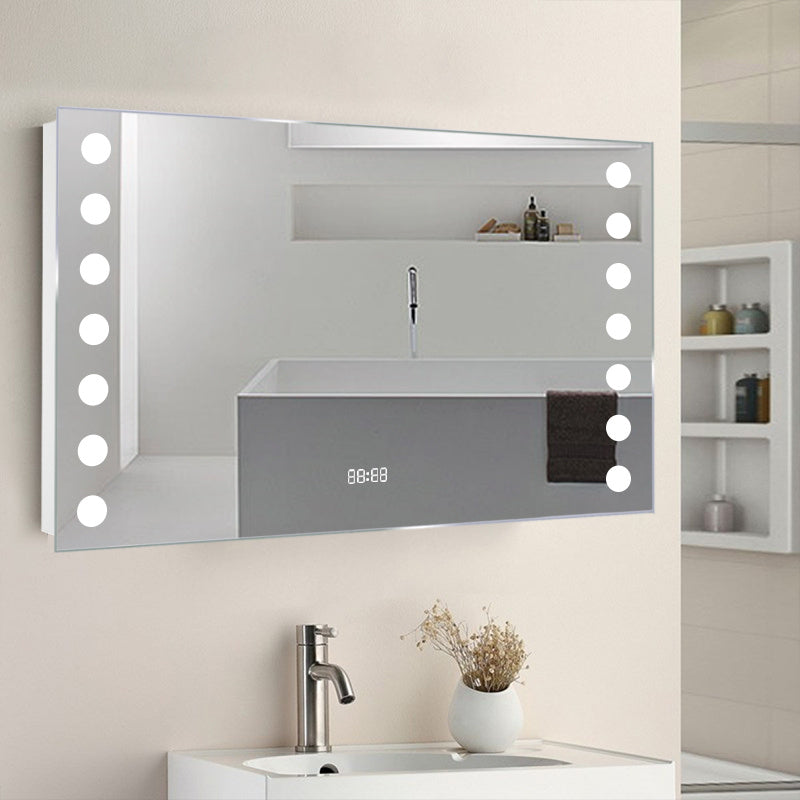 LED Illuminated Antifog Wall Mounted Mirror Touch Control Switch with Shaver Socket, 800x600MM