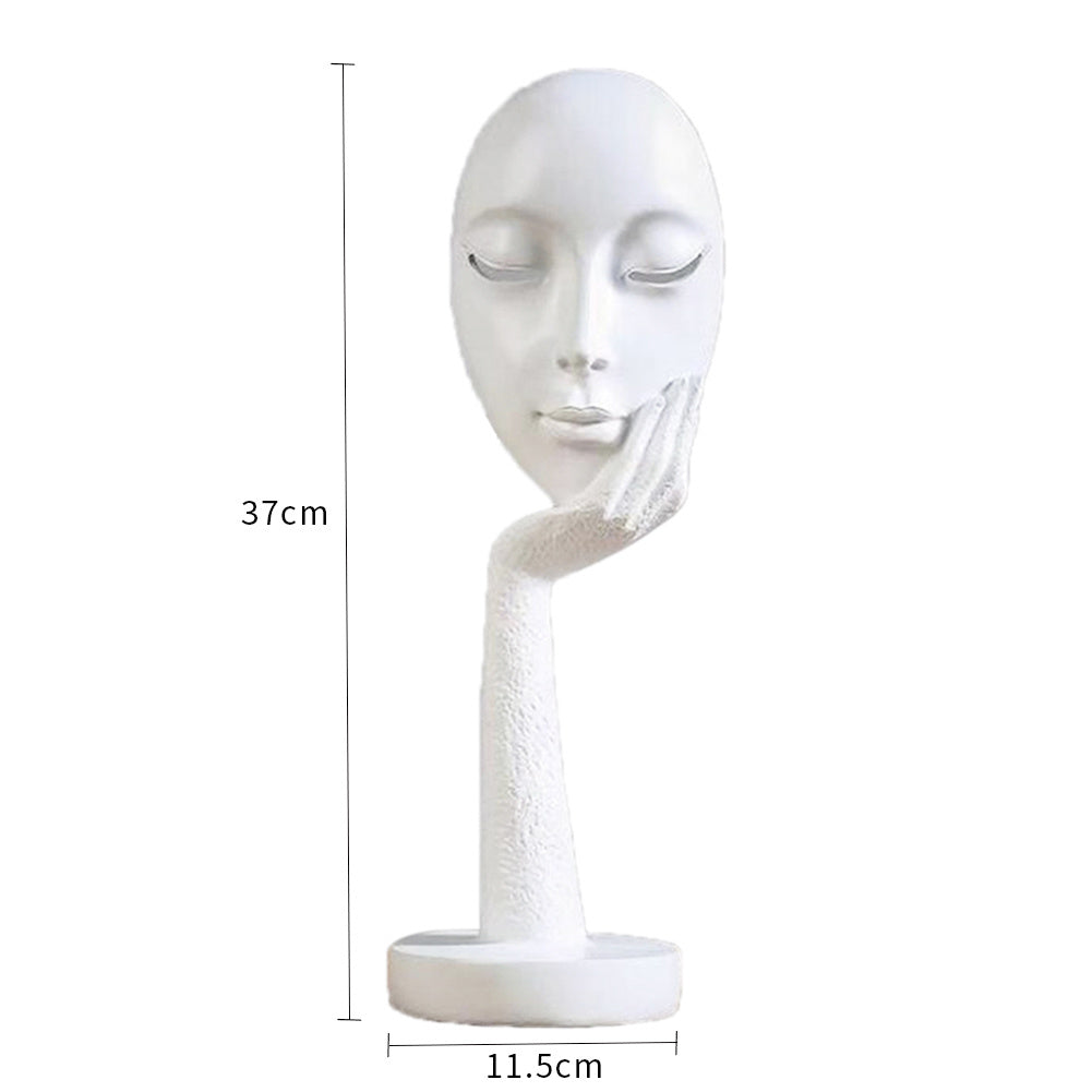 37CM Thinker Face Mask Ornament Figurine Statue Sculpture, White