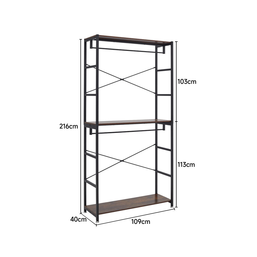 2 Tier Clothing Rack with Storage Shelves