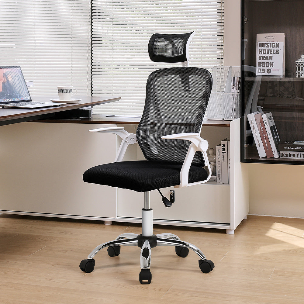 Swivel Office Chair with HeadrestWhite