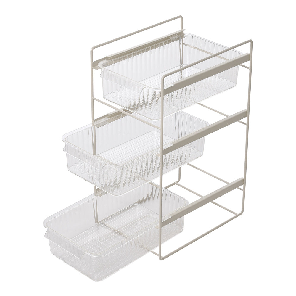 White 3 Tier Sliding Under Sink Cabinet Organizer