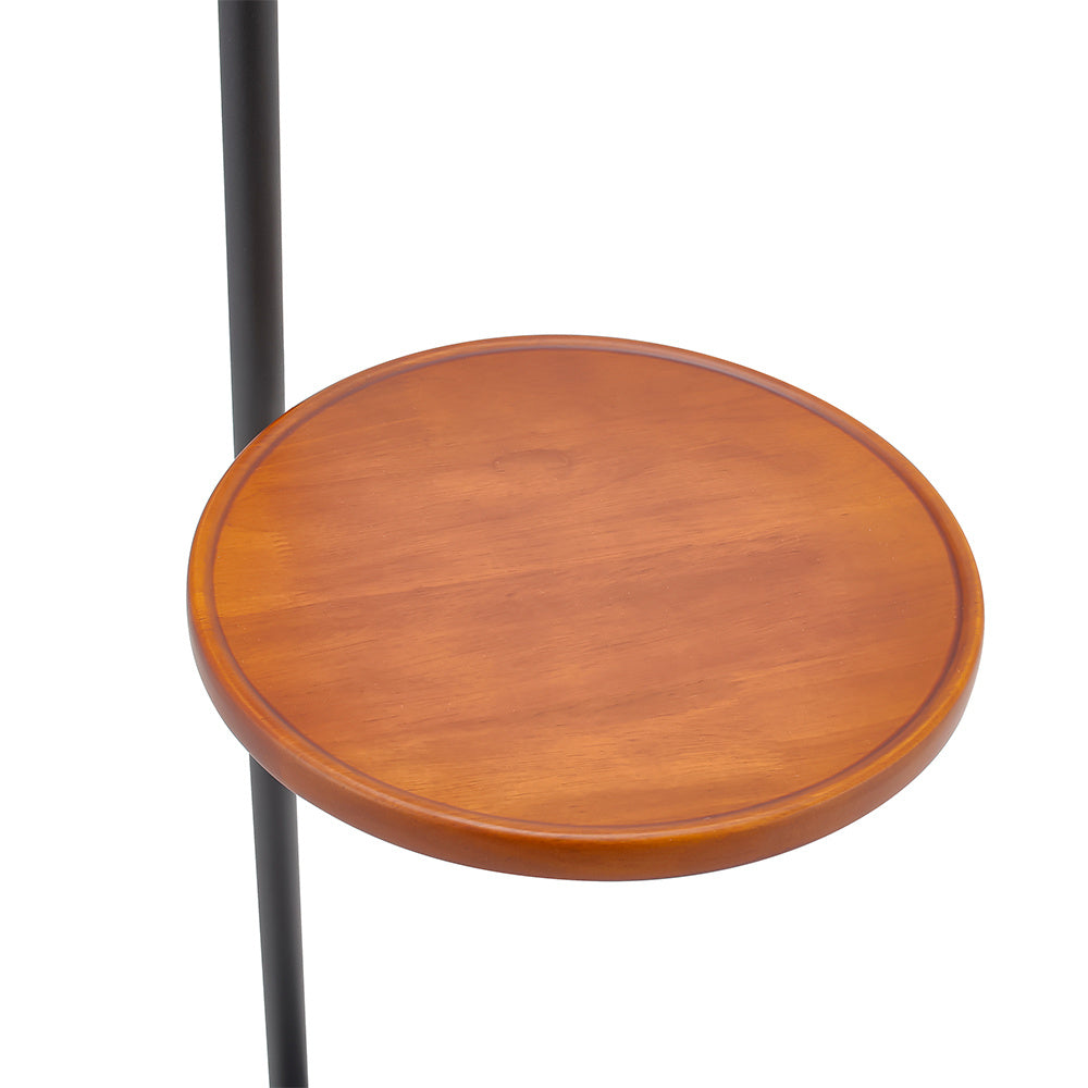 Modern Adjustable Arc Floor Lamp with Wood Tray