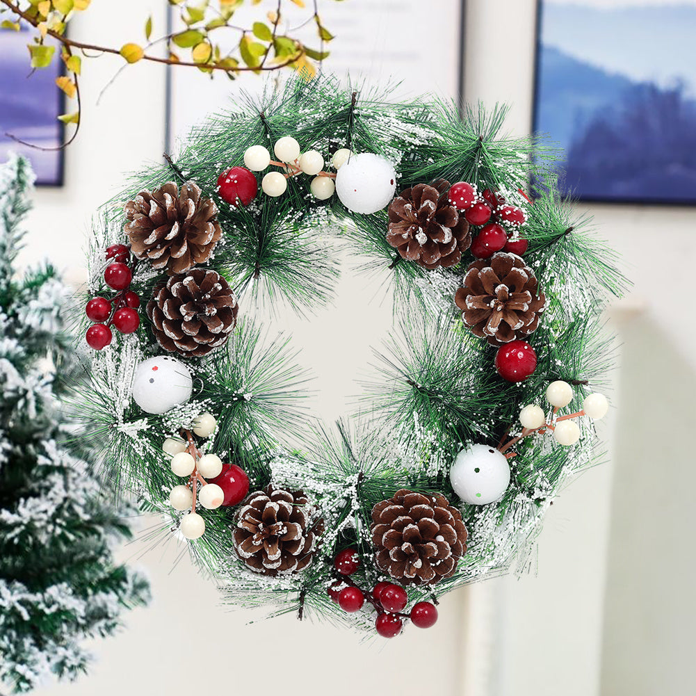 32cm Snowflake Pine Cone Christmas Artificial Wreath