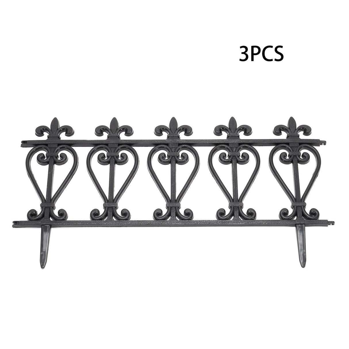 Set of 3 Decorative Garden Border Fence Outdoor Lawn Edging