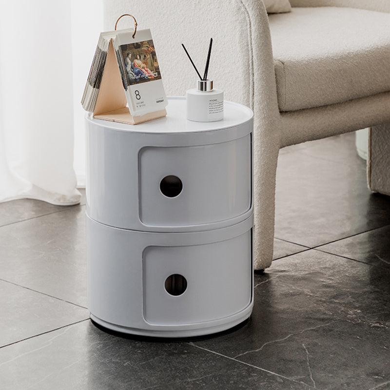 2 Tier Cylindrical Drawer Storage Unit Bedside Table
