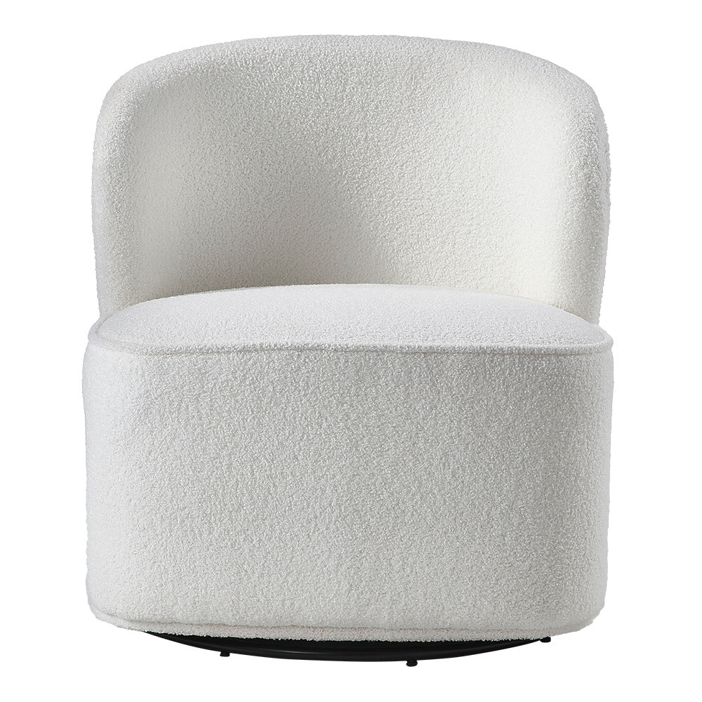 White 66cm W Chic Upholstered Swivel Chair