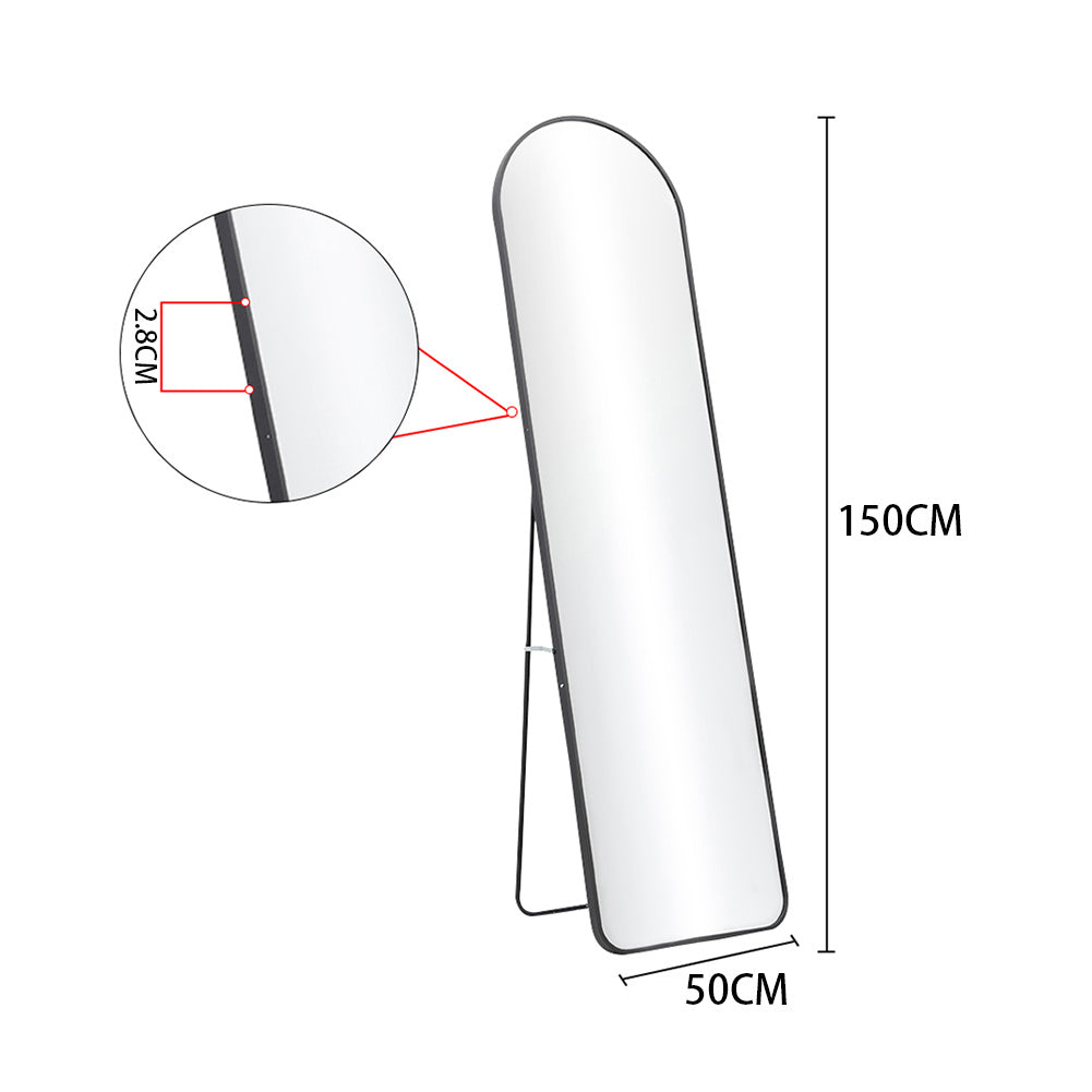 Black 150cm Modern Arched Wall Freestanding Floor Mirror