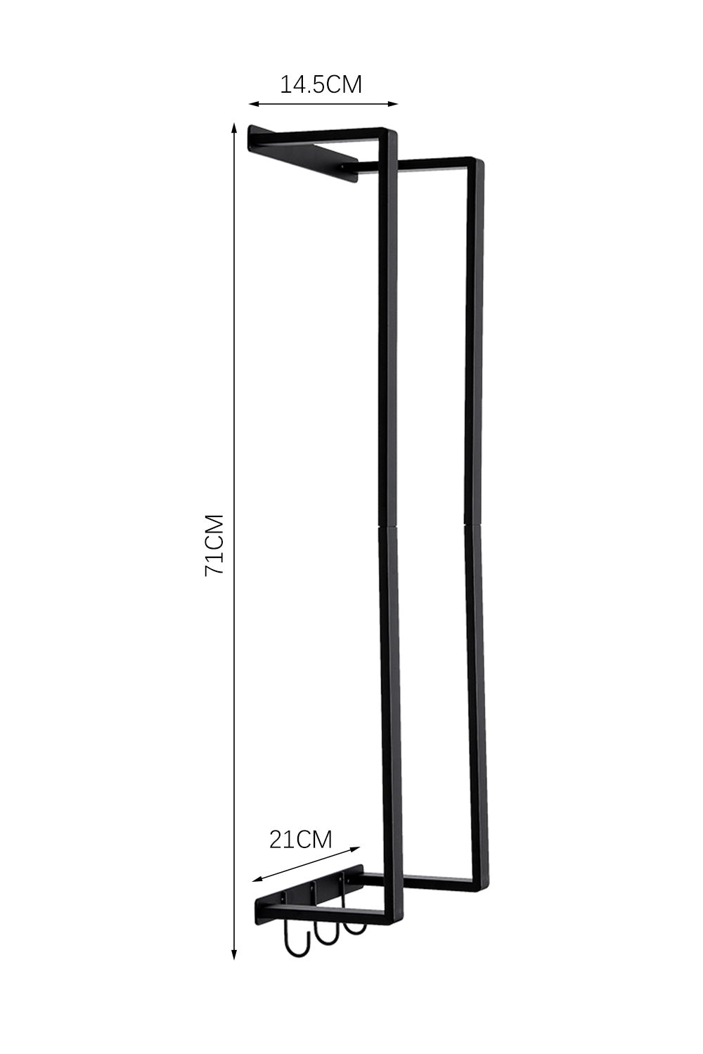 Black Modern Wall Towel Rack with Hooks