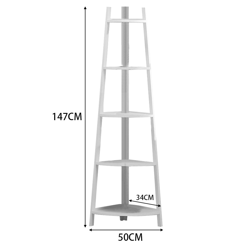5 Tier Modular Bamboo Corner Ladder Shelf Plant Stand Rustic Storage